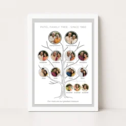 family tree photo frame wall pastel green nature tree photo frame 03 white main