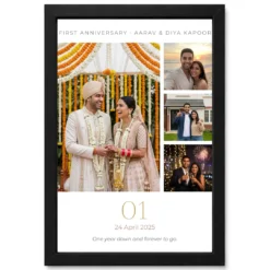 First Anniversary Milestone 1 Year Married Floral Love Photo Frame