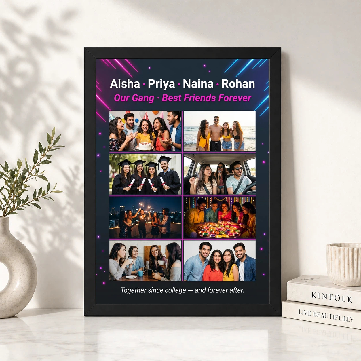 Friends Photo Frame Collage Pastel Candid Fun Moments Photo Frame 4 Friends Photo Frame Collage Pastel Candid Fun Moments Photo Frame - Image 4