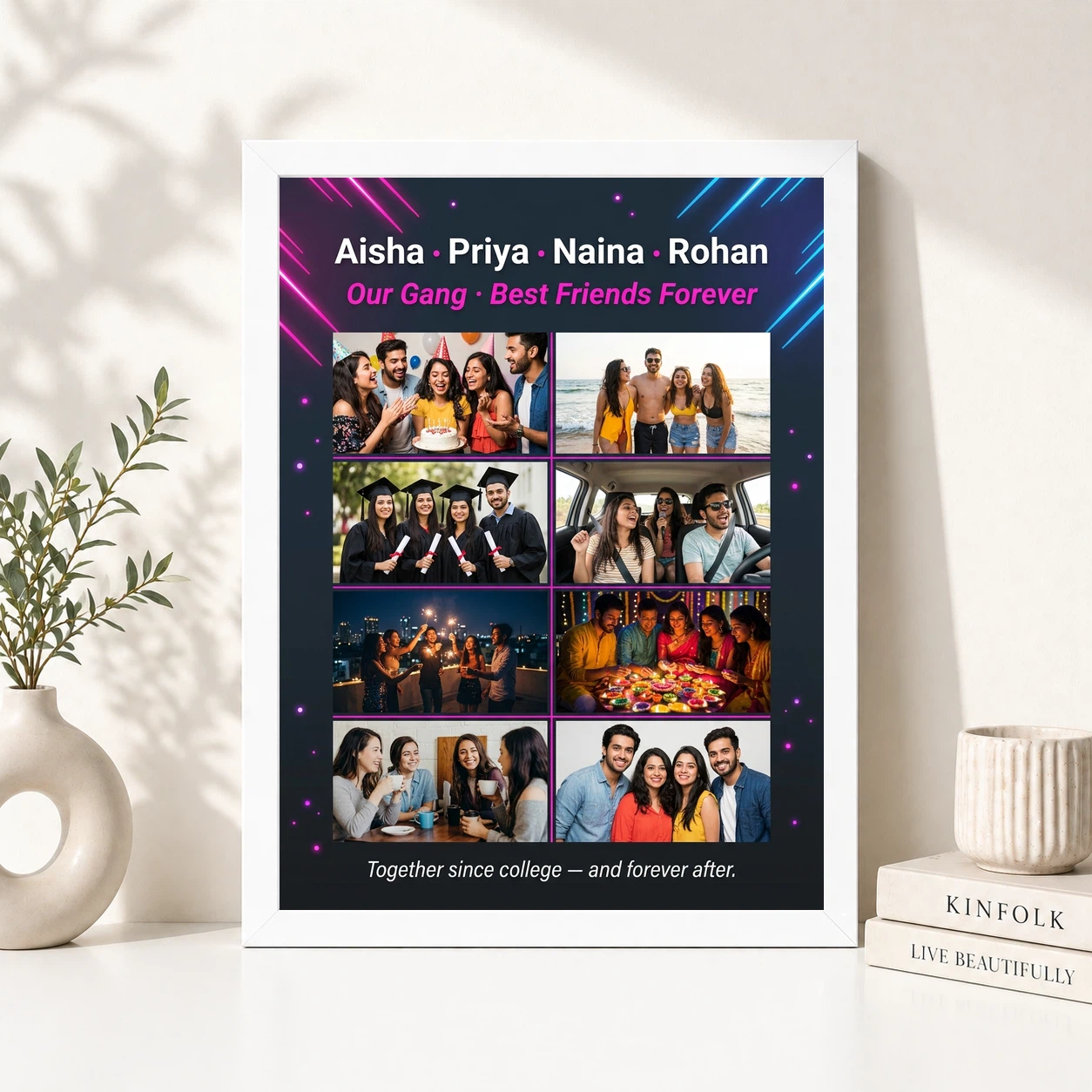 Friends Photo Frame Collage Pastel Candid Fun Moments Photo Frame 8 Friends Photo Frame Collage Pastel Candid Fun Moments Photo Frame - Image 8