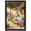gandhi ashram reading spiritual simple life warm light art 04 black main