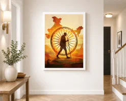 gandhi be the change conceptual charkha sun inspirational art 10 white 2