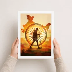 gandhi be the change conceptual charkha sun inspirational art 10 white 3