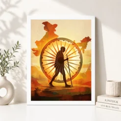 gandhi be the change conceptual charkha sun inspirational art 10 white 4