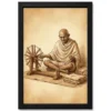 gandhi charkha spinning wheel khadi independence sepia art 02 black main