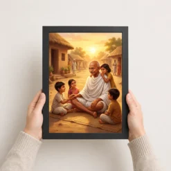 Gandhi Children Village Nurturing Golden Light Devotional Art Photo Frame 11 gandhi children village nurturing golden light devotional art 05 black 3