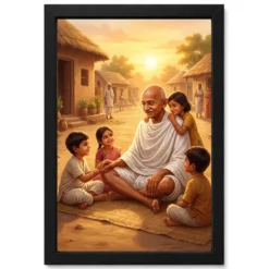 Gandhi Children Village Nurturing Golden Light Devotional Art Photo Frame