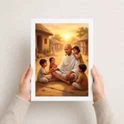 Gandhi Children Village Nurturing Golden Light Devotional Art Photo Frame 15 gandhi children village nurturing golden light devotional art 05 white 3