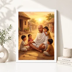 Gandhi Children Village Nurturing Golden Light Devotional Art Photo Frame 12 gandhi children village nurturing golden light devotional art 05 white 4