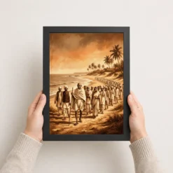 gandhi dandi salt march freedom struggle warm art 03 black 3