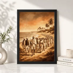 gandhi dandi salt march freedom struggle warm art 03 black 4