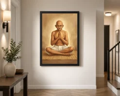 gandhi fasting prayer spiritual determination white dhoti art 08 black 2