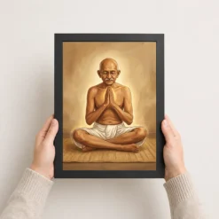 gandhi fasting prayer spiritual determination white dhoti art 08 black 3