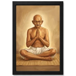 Gandhi Fasting Prayer Spiritual Determination White Dhoti Art Photo Frame