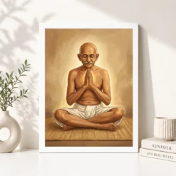 gandhi fasting prayer spiritual determination white dhoti art 08 white 4