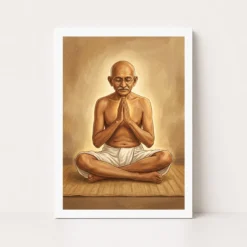gandhi fasting prayer spiritual determination white dhoti art 08 white main