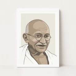 gandhi portrait close up round spectacles leader illustration 09 white main