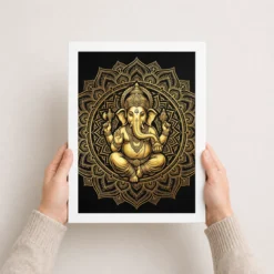 ganesha black gold luxury mandala premium wall art 14 white 3