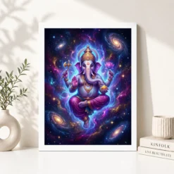 ganesha cosmic universe galaxy divine energy spiritual art 09 white 4