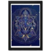 ganesha geometric mandala blue gold sacred geometry art 04 black main