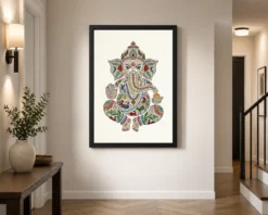 ganesha gond tribal art colorful madhya pradesh folk art 25 black 2