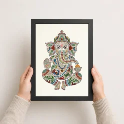 ganesha gond tribal art colorful madhya pradesh folk art 25 black 3