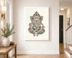 ganesha gond tribal art colorful madhya pradesh folk art 25 white 2