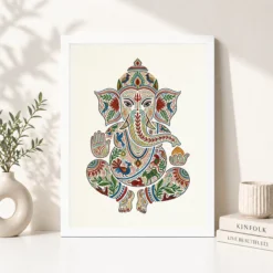 ganesha gond tribal art colorful madhya pradesh folk art 25 white 4