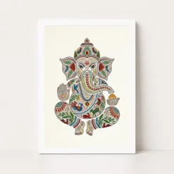 ganesha gond tribal art colorful madhya pradesh folk art 25 white main