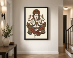 ganesha kalamkari style andhra folk art earth tones 17 black 2