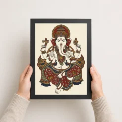 ganesha kalamkari style andhra folk art earth tones 17 black 3