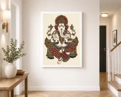 ganesha kalamkari style andhra folk art earth tones 17 white 2