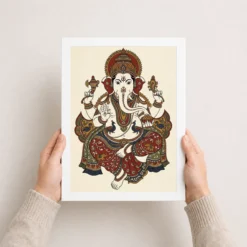 ganesha kalamkari style andhra folk art earth tones 17 white 3