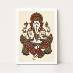 ganesha kalamkari style andhra folk art earth tones 17 white main
