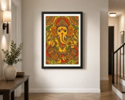 ganesha madhubani folk art vibrant bihar traditional painting 02 black 2