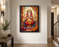 ganesha marigold oil painting ganesh chaturthi festive art 07 black 2