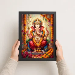 ganesha marigold oil painting ganesh chaturthi festive art 07 black 3