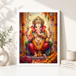 ganesha marigold oil painting ganesh chaturthi festive art 07 white 4