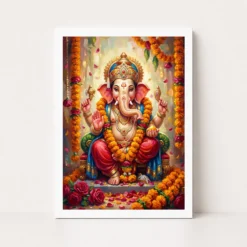 ganesha marigold oil painting ganesh chaturthi festive art 07 white main