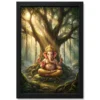 Ganesha Meditating Banyan Tree Golden Light Zen Art Photo Frame 17 ganesha meditating banyan tree golden light zen art 21 black main