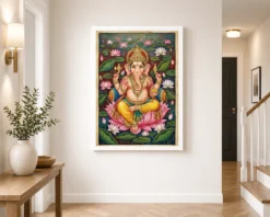 Ganesha Mysore Painting Gold Leaf Lotus Classical Art Photo Frame 14 ganesha mysore painting gold leaf lotus classical art 10 white 2