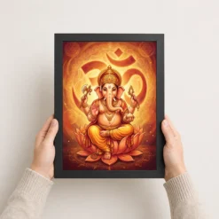 Ganesha Om Mandala Sacred Geometry Saffron Spiritual Art Photo Frame 15 ganesha om mandala sacred geometry saffron spiritual art 16 black 3