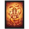 Ganesha Om Mandala Sacred Geometry Saffron Spiritual Art Photo Frame 16 ganesha om mandala sacred geometry saffron spiritual art 16 black main