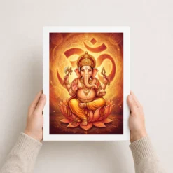 Ganesha Om Mandala Sacred Geometry Saffron Spiritual Art Photo Frame 12 ganesha om mandala sacred geometry saffron spiritual art 16 white 3