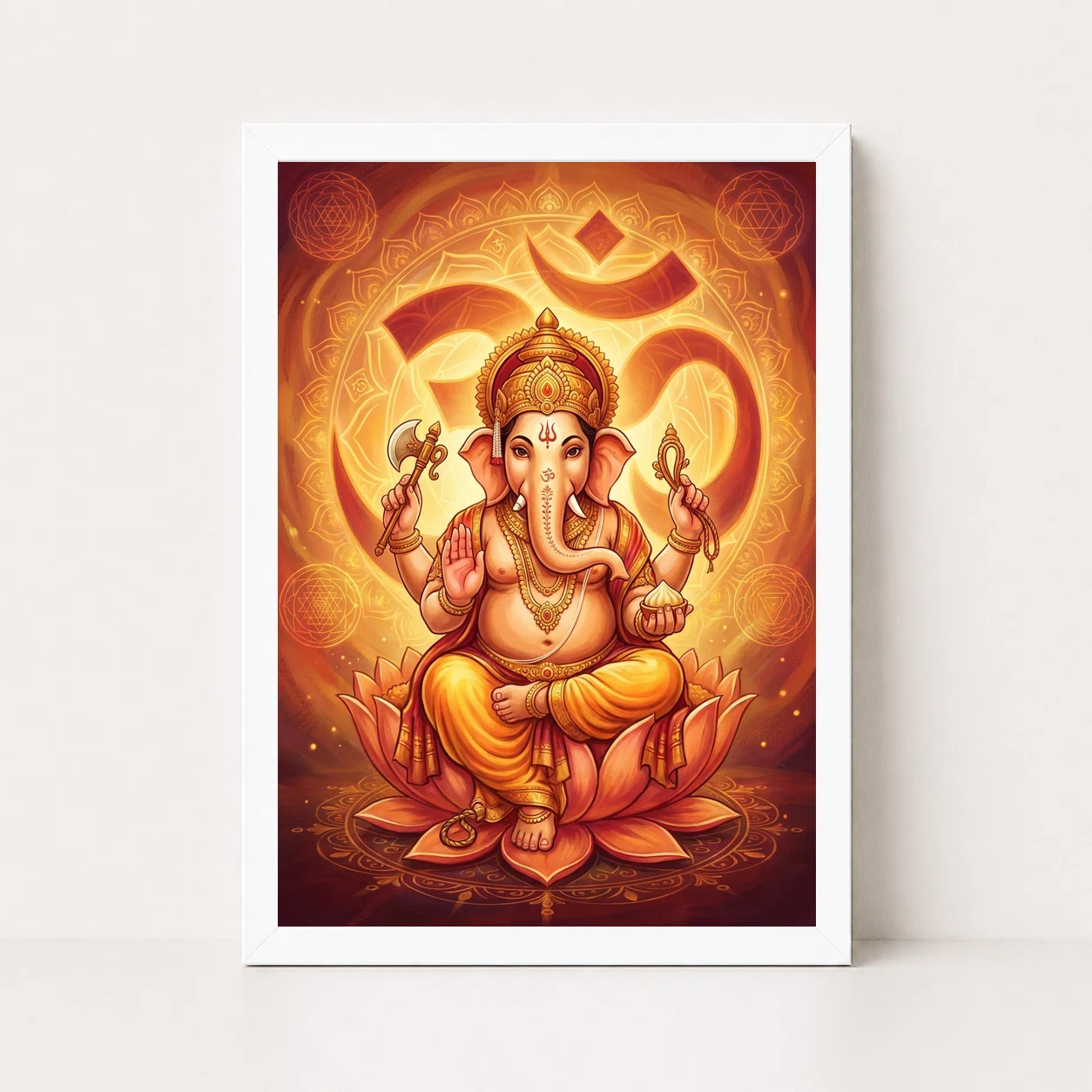 Ganesha Om Mandala Sacred Geometry Saffron Spiritual Art Photo Frame 3 Ganesha Om Mandala Sacred Geometry Saffron Spiritual Art Photo Frame - Image 3