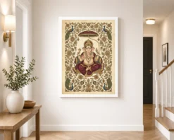 Ganesha Pichwai Painting Peacock Floral Rajasthani Wall Art Photo Frame 11 ganesha pichwai painting peacock floral rajasthani wall art 05 white 2