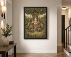 ganesha protecting elephants forest nature earthy art 19 black 2