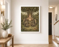 ganesha protecting elephants forest nature earthy art 19 white 2