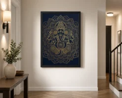 Ganesha Sacred Geometry Line Art Gold Navy Luxury Wall Art Photo Frame 10 ganesha sacred geometry line art gold navy luxury wall art 08 black 2