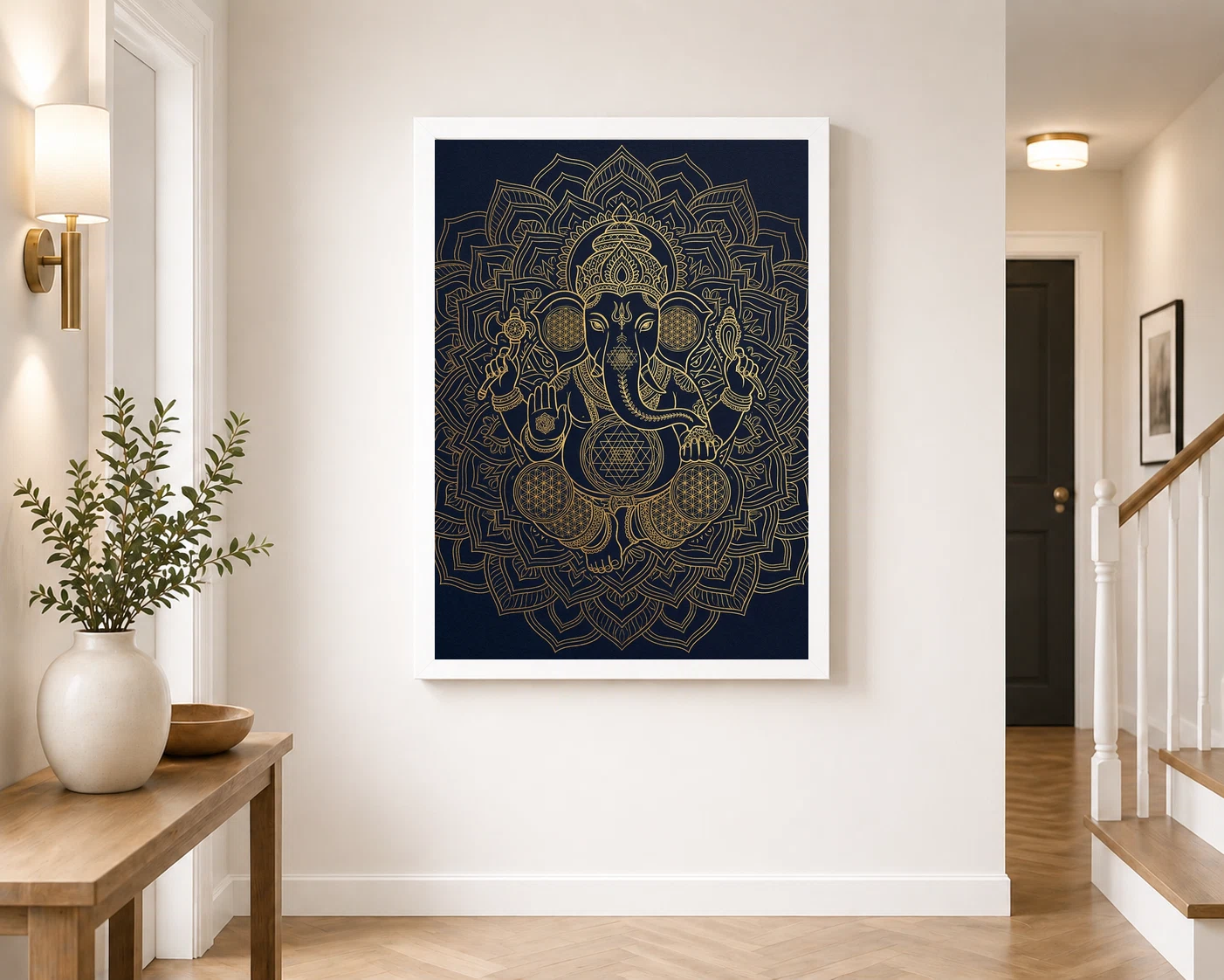 Ganesha Sacred Geometry Line Art Gold Navy Luxury Wall Art Photo Frame 7 Ganesha Sacred Geometry Line Art Gold Navy Luxury Wall Art Photo Frame - Image 7